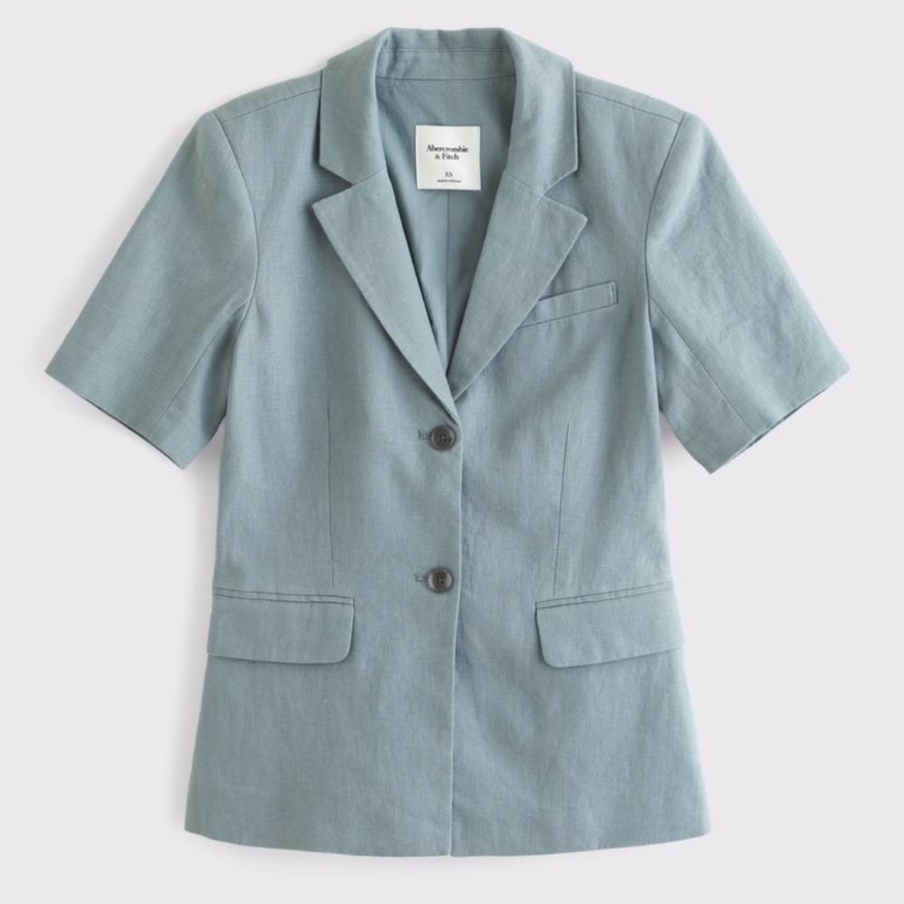 Abercrombie & Fitch Short Sleeve Premium Linen Blazer Size L